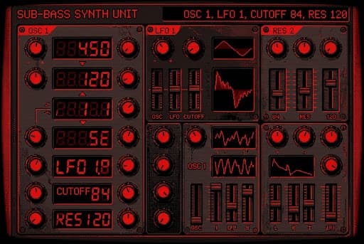 Sub-bass synth interface pixel art